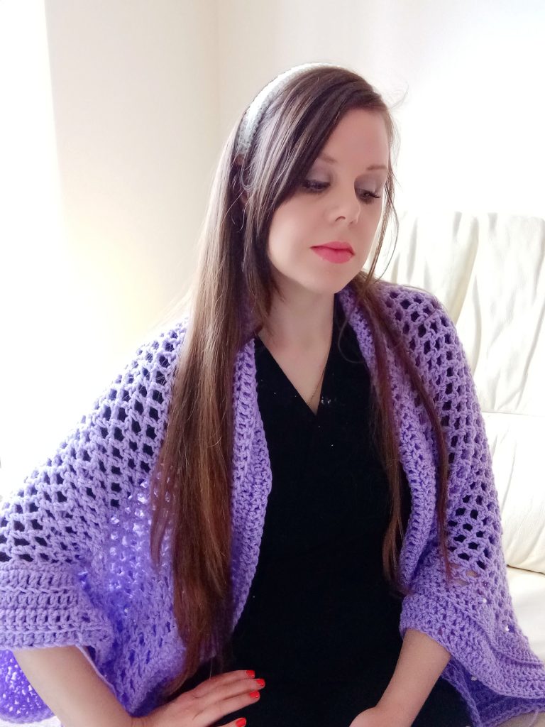Crochet Beautiful Lilac Cardigan with Ribbed Edging