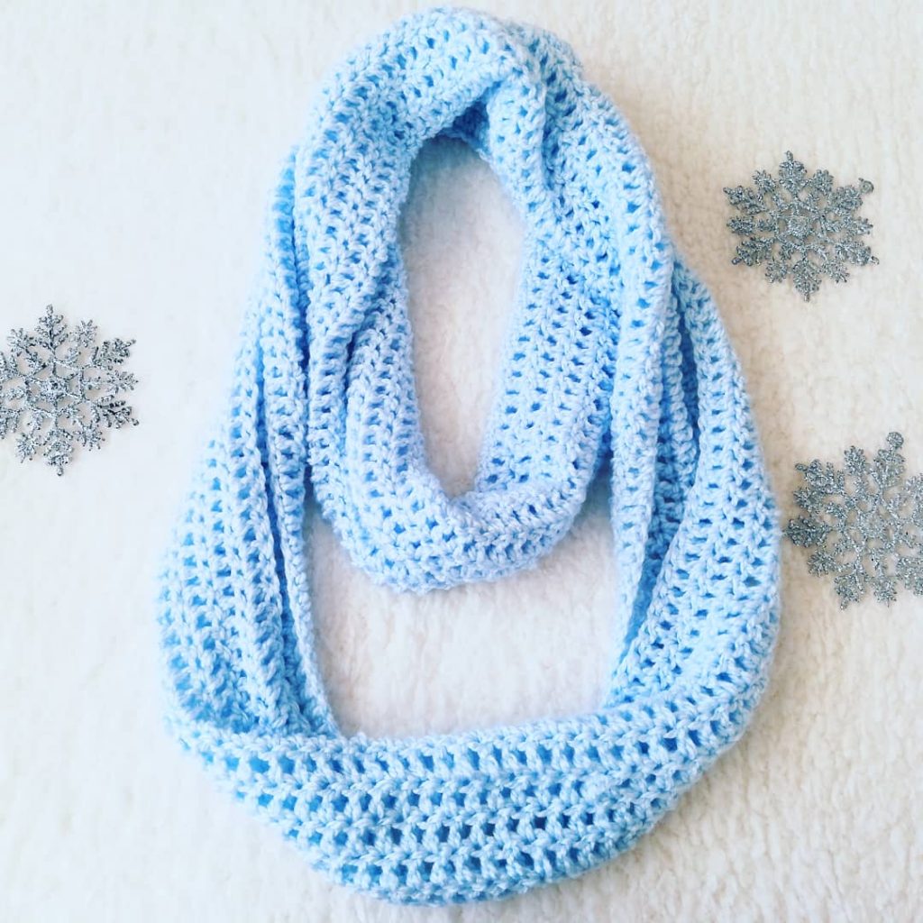Crochet Something Blue Infinity Scarf