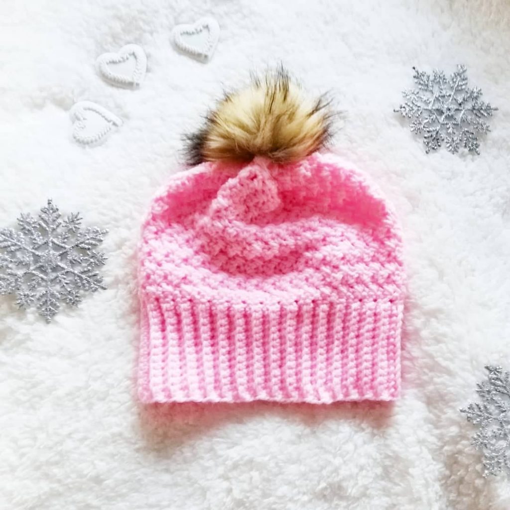 Crochet Heart of Me Pompom Hat