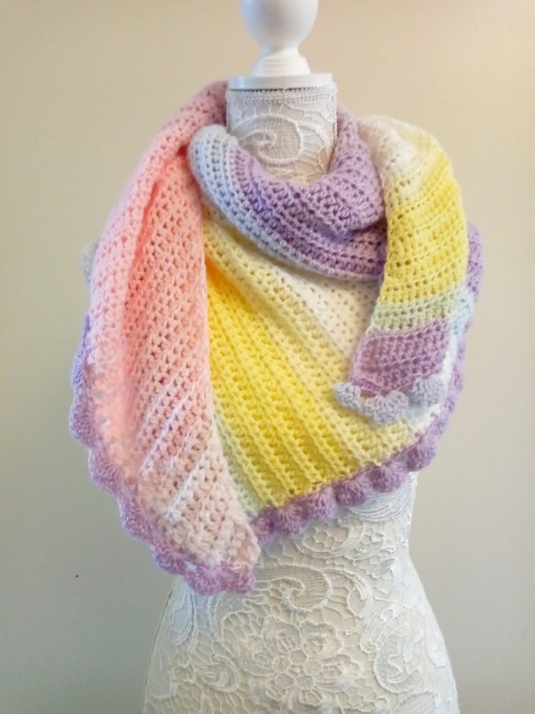 Crochet Asymmetrical Rainbow Shawl