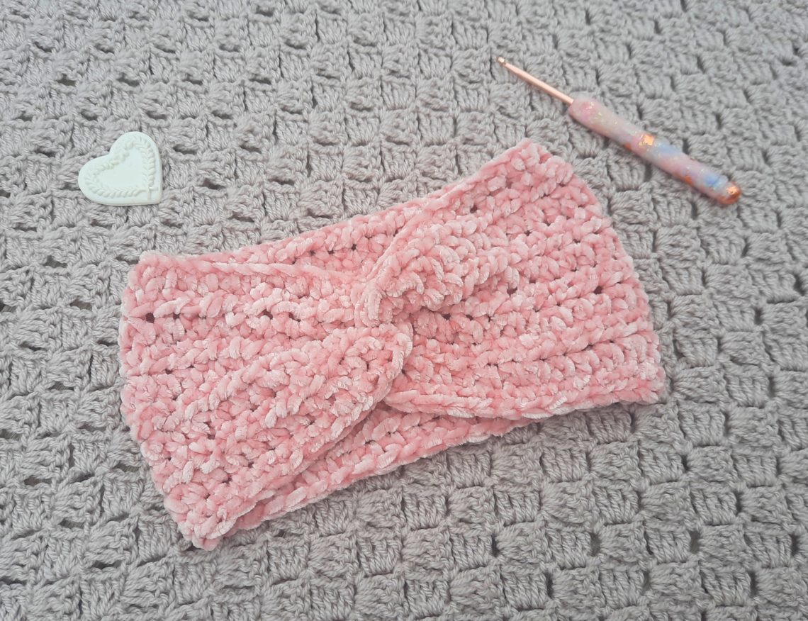 Crochet Velvet Headband With A Twist
