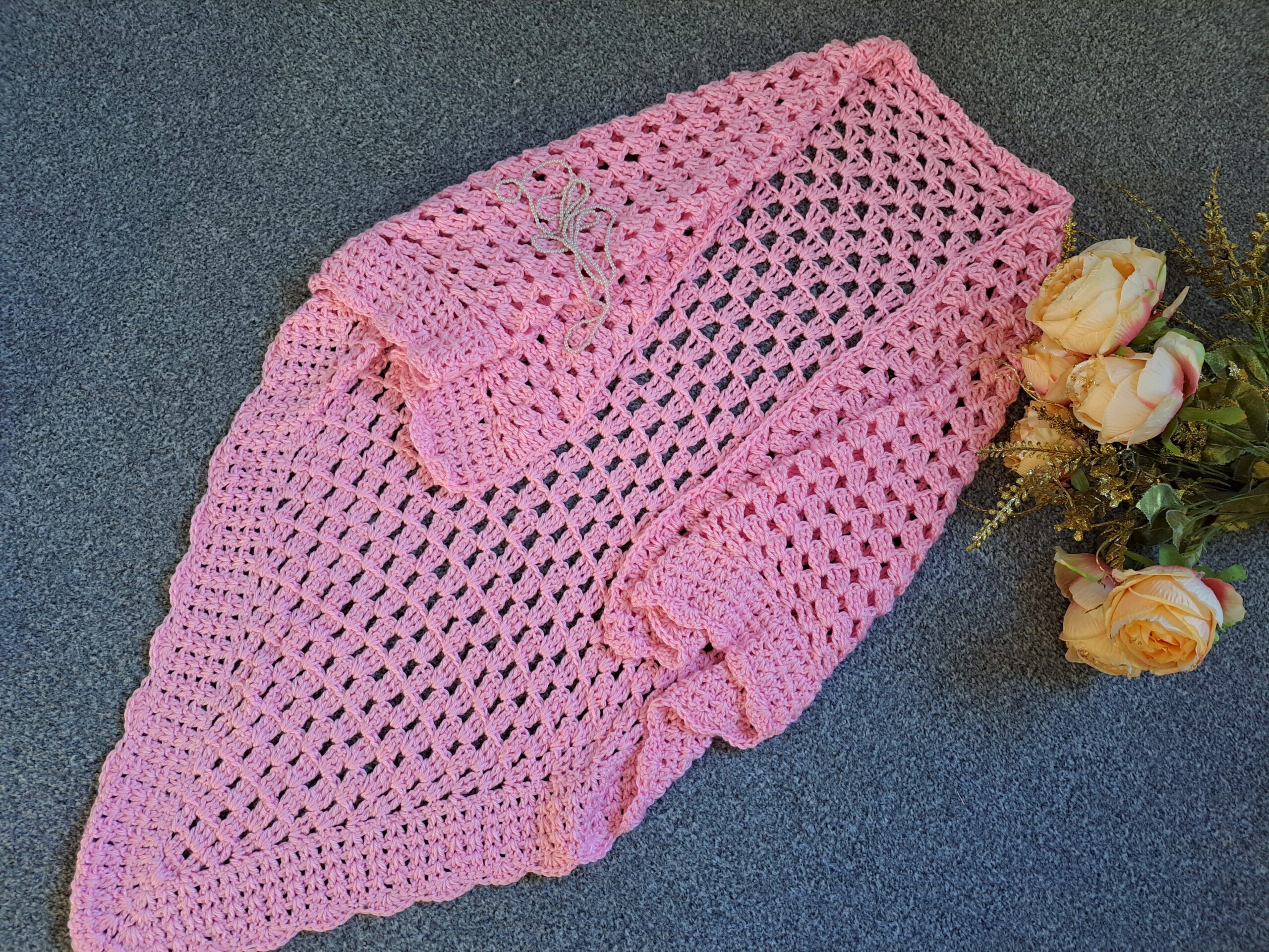 Crochet The Delicate Rose Shawl Free Pattern