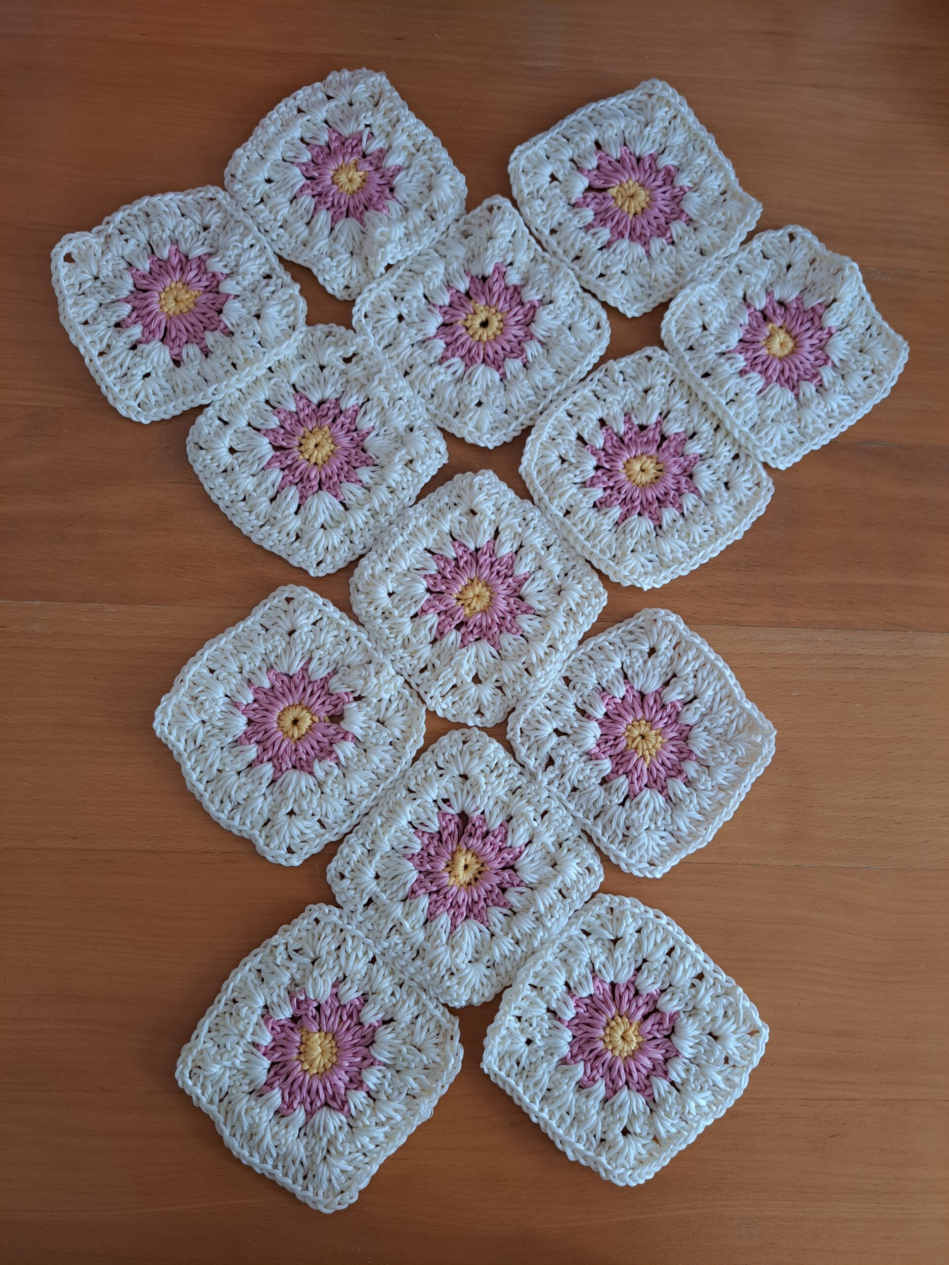 Place your flower squares like so
