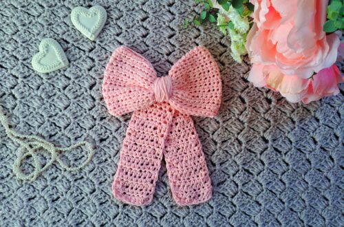 Crochet Delicate Rose Hair Bow Free Pattern